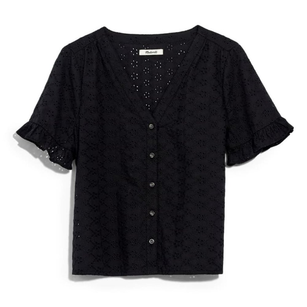 Madewell Eyelet Boxy Button-Down Shirt
